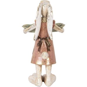 Clayre & Eef 6PR5136 Dekorace Králík s miskou Bílé zlato 15x15x29 cm