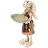 Clayre & Eef 6PR5136 Dekorace Králík s miskou Bílé zlato 15x15x29 cm