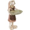 Clayre & Eef 6PR5136 Dekorace Králík s miskou Bílé zlato 15x15x29 cm
