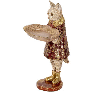 Clayre & Eef 6PR5142 Dekorativní kočka béžová zlatá 16x14x27 cm