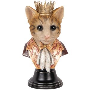 Clayre & Eef 6PR5107 Dekorativní poprsí Kočka hnědá béžová 20x19x37 cm venkovský styl