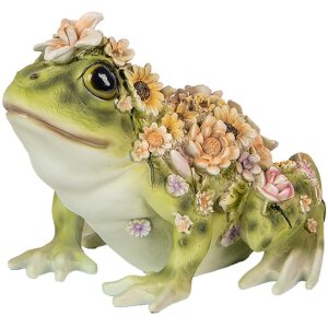 Clayre & Eef 6PR5109 Dekorativní žába zelená oranžová 24x21x19 cm venkovský styl