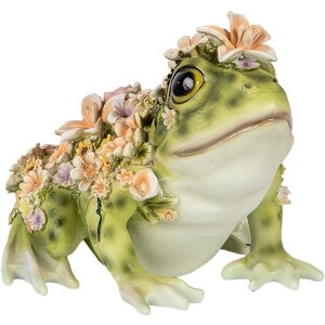 Clayre & Eef 6PR5109 Dekorativní žába zelená oranžová 24x21x19 cm venkovský styl