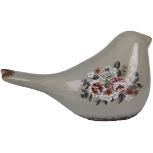 Clayre & Eef 6CE1969M Dekorace Pták šedorůžová 21x9x11 cm