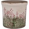 Clayre & Eef 6CE2017M Květináč keramický béžovo zelený Ø 15x14 cm venkovský styl