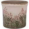 Clayre & Eef 6CE2017S Květináč keramický béžovo zelený Ø 13x12 cm venkovský styl