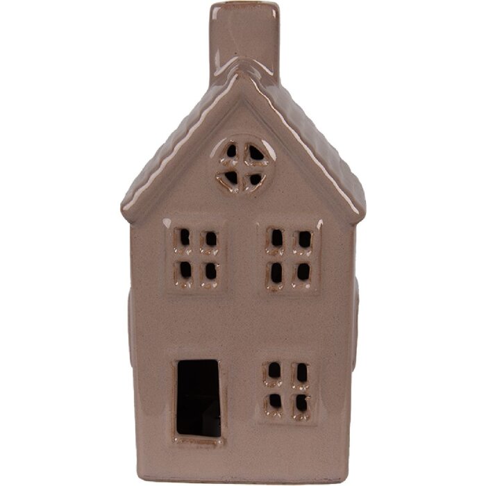 Clayre & Eef 6CE2118 Dekorace domeček LED hnědá 8x6x15 cm