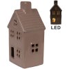 Clayre & Eef 6CE2118 Dekorace domeček LED hnědá 8x6x15 cm