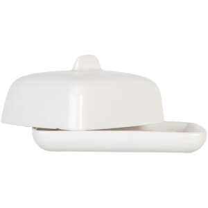 Clayre & Eef 6CE2045 Máslenka keramická bílá 9x8x5 cm