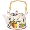 Clayre & Eef 6CETE0177 Čajová konvice keramická bílo-žlutá 800 ml Retro Vintage