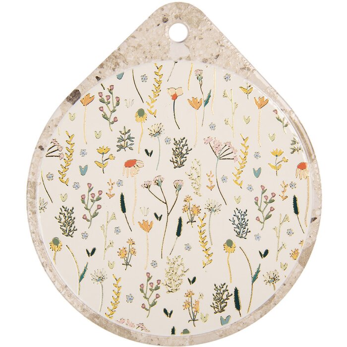 Clayre & Eef 6CE2063 Podložka pod pánev keramická béžová žlutá 20x23 cm venkovský styl