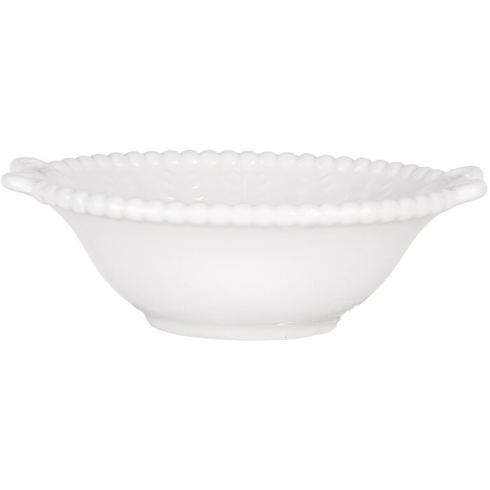 Clayre & Eef 6CEBO0200S Keramická miska 9x6x3 cm 25 ml bílá venkovský styl
