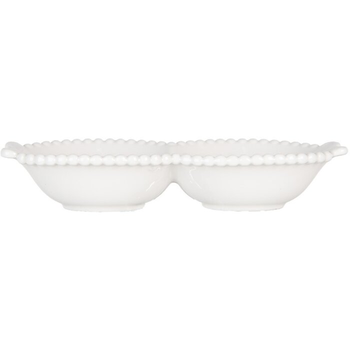 Clayre & Eef 6CEBO0202L Keramická mísa bílá 25x7x3 cm ve venkovském stylu