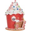 Clayre & Eef 66029 Dekorativní domeček s LED diodami červený bílý 23x23x32 cm