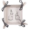 Clayre & Eef BNS47 Koš na chléb 35x35x8 cm Béžový šedý s motivem zajíčka