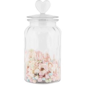 Dóza Clayre & Eef se srdíčkovým víčkem Ø 11x24 cm ve venkovském stylu