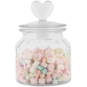 Clayre & Eef úložná sklenice se srdcovým víčkem sklo Ø11 cm H16 cm venkovský styl
