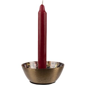 Clayre & Eef 65883 Svícen zlatý 11 cm květinový železný