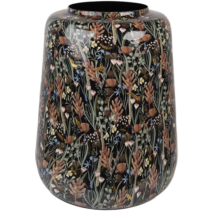 Clayre & Eef 65886 Dekorativní váza Iron Black Brown Ø 31x40 cm Botanický design
