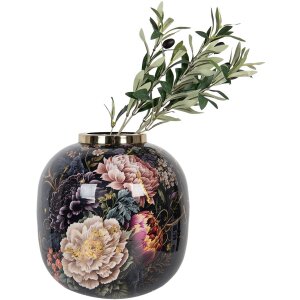 Clayre & Eef 65888 Dekorativní váza Iron Black Pink Ø 29x29 cm