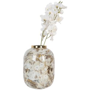 Clayre & Eef 65890 Dekorativní váza Iron Beige Brown Ø 17x22 cm
