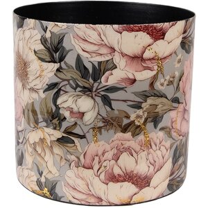 Clayre & Eef 65894 Květináč Iron Grey Pink Ø 16x15 cm Romantický design