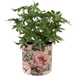 Clayre & Eef 65894 Květináč Iron Grey Pink Ø 16x15 cm Romantický design