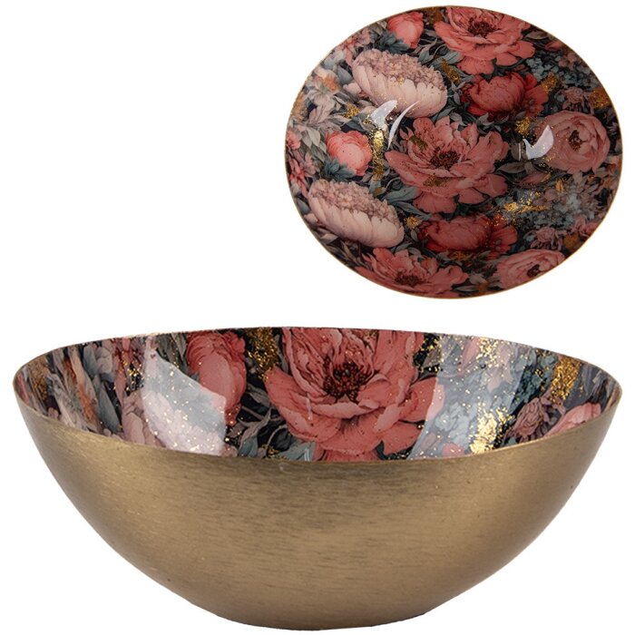 Clayre & Eef 65898 Mísa Gold Pink Iron 16x14x6 cm Elegantní servírovací mísa