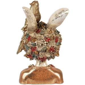 Clayre & Eef 6PR5090 Dekorace Busta králíka bílé zlato 22x22x34 cm