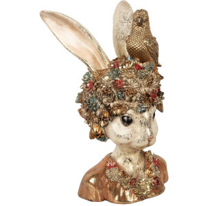 Clayre & Eef 6PR5090 Dekorace Busta králíka bílé zlato 22x22x34 cm