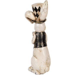 Clayre & Eef dekorativní figurka králíka vintage bílá černá zlatá 12x14x38 cm