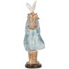 Clayre & Eef Dekorativní králík 13x12x38 cm Bílomodrý venkovský styl Polyresin