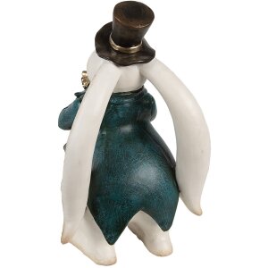 Clayre & Eef Dekorativní figurka králíka bílá modrá 14x13x23 cm Polyresin
