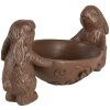 Clayre & Eef Dekorativní králík s vejcem hnědý 34x15x15 cm venkovský styl polyresin