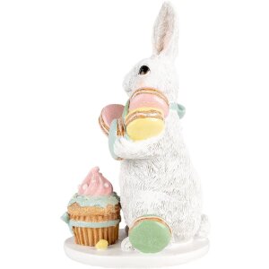 Clayre & Eef Dekorace Rabbit White Pink 13x15x25 cm Velikonoční dekorace