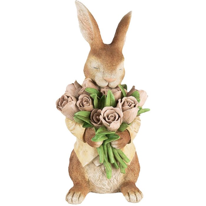 Clayre & Eef Dekorace Králík Polyresin Hnědá Béžová 19x23x39 cm Venkovský dům