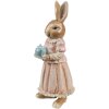 Clayre & Eef Dekorace Králík Polyresin Hnědá Růžová 11x11x26 cm Venkovský styl