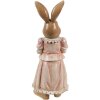 Clayre & Eef Dekorace Králík Polyresin Hnědá Růžová 11x11x26 cm Venkovský styl