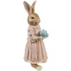 Clayre & Eef Dekorace Králík Polyresin Hnědá Růžová 11x11x26 cm Venkovský styl