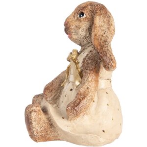 Clayre & Eef Dekorativní králík Polyresin Hnědá béžová zlatá 16x14x18 cm