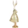 Clayre & Eef Dekorativní králík Vintage Velikonoční figurka béžová zlatá 12x9x33 cm