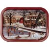 Clayre & Eef 6BL0136 Podnos Vintage Iron Red 40x29 cm Zimní motiv