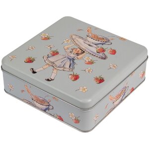 Clayre & Eef 6BL0139 Plechovka modrá 17x17x6 cm Retro Vintage