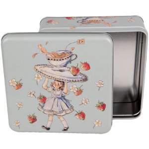 Clayre & Eef 6BL0139 Plechovka modrá 17x17x6 cm Retro Vintage