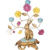 Clayre & Eef 6PR5086 Svícen na svíčku Rabbit Gold Coloured Pink 30x16x37 cm