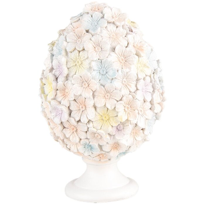 Clayre & Eef Dekorativní vejce s květinovým vzorem bílé růžové Ø 12x19 cm