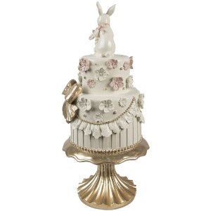 Clayre & Eef Dekorativní dort bílý růžový zlatý Ø20cm H45cm Polyresin