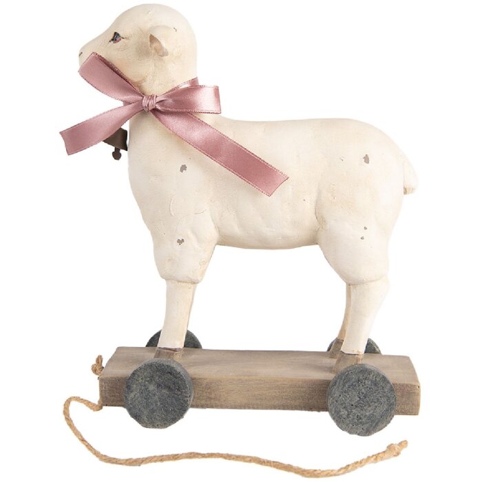 Clayre & Eef Dekorativní figurka Ovce ve venkovském stylu Polyresin béžová hnědá 17x9x20 cm