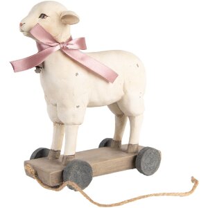 Clayre & Eef Dekorativní figurka Ovce ve venkovském stylu Polyresin béžová hnědá 17x9x20 cm