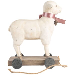 Clayre & Eef Dekorativní figurka Ovce ve venkovském stylu Polyresin béžová hnědá 17x9x20 cm